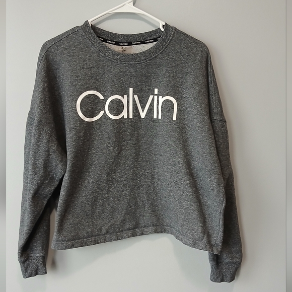 Calvin Klein Tops - Calvin Klein Oversized Cropped Sweatshirt Womens Medium Cozy Casual